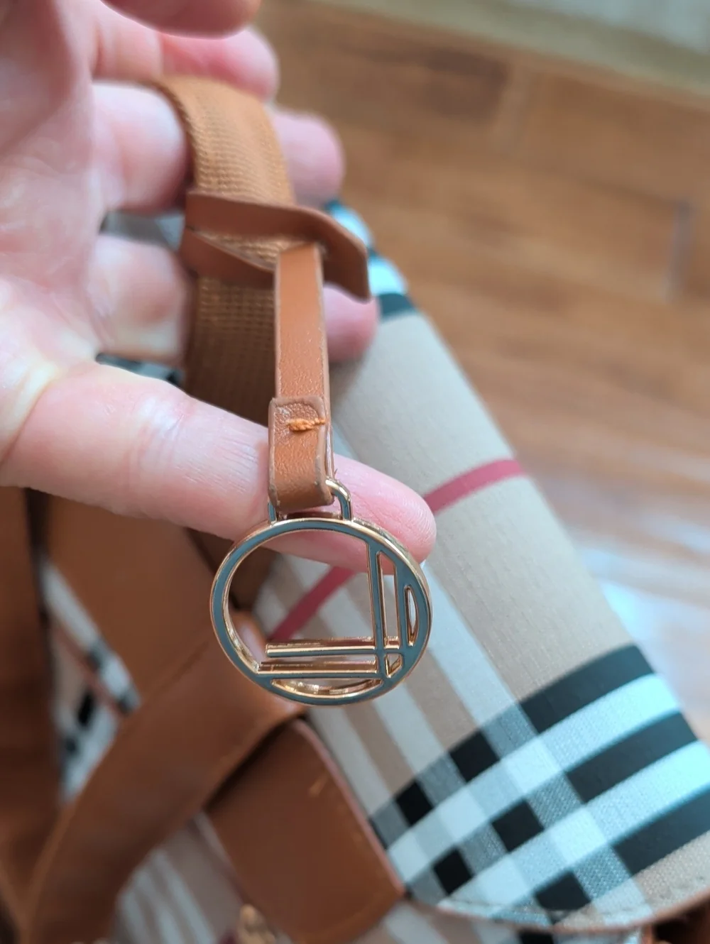 Loulo Bags Plaid Tan Pvc Backpack with Faux Leather Trim